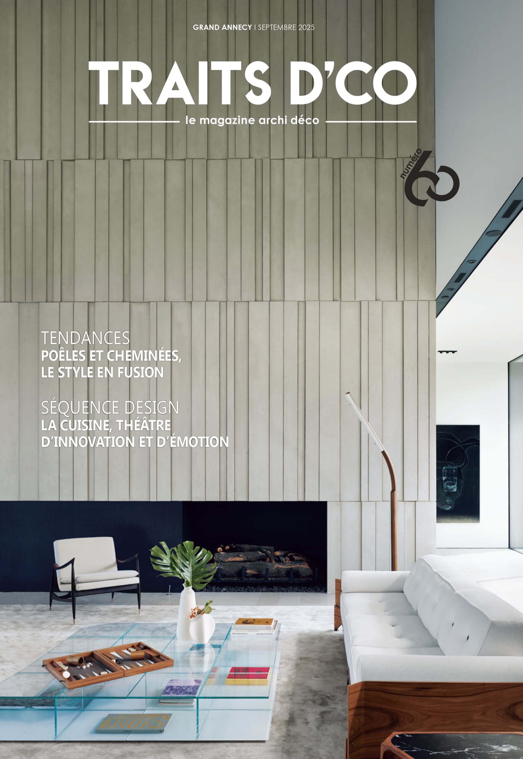 Couverture du magazine TRAITS D’CO Grand Annecy septembre 2025 consacrée aux poêles, cheminées et cuisines design