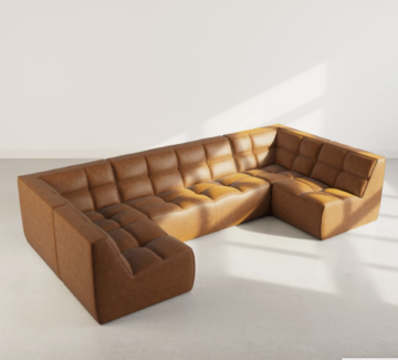 Canapé modulable en cuire marron